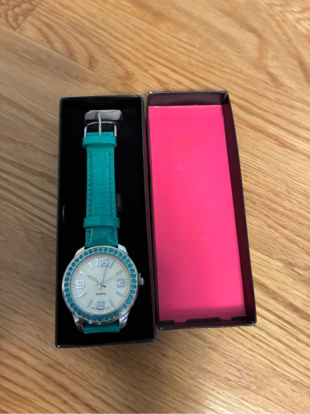 Teal Crystal-Trim Women’s Fashion Watch